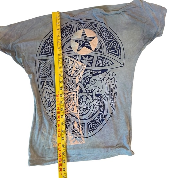 The People of the Labyrinths asymmetrical blue off the shoulder T-shirt size XS - Picture 5 of 9